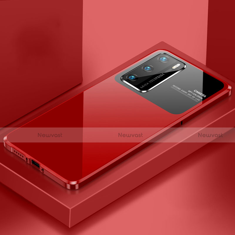 Luxury Aluminum Metal Cover Case N01 for Huawei P40 Red