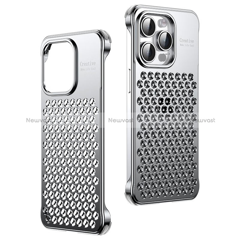 Luxury Aluminum Metal Cover Case QC1 for Apple iPhone 14 Pro Max Silver