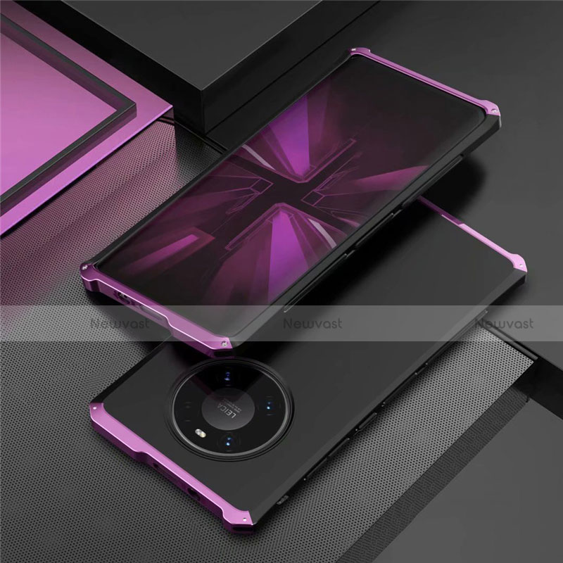 Luxury Aluminum Metal Cover Case T01 for Huawei Mate 40 Pro Purple