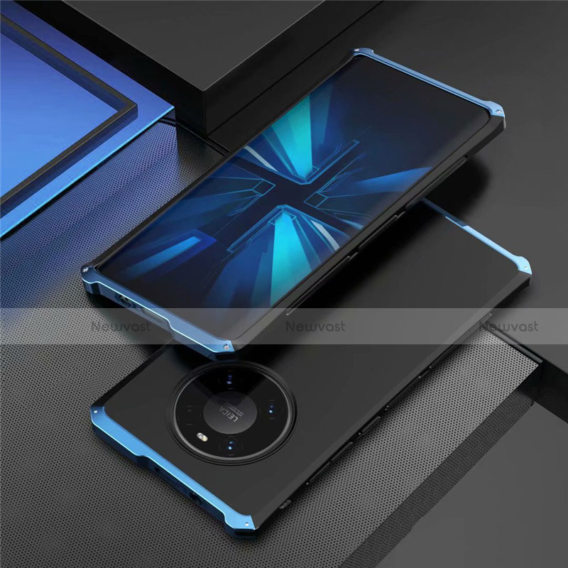 Luxury Aluminum Metal Cover Case T01 for Huawei Mate 40E Pro 4G Blue and Black