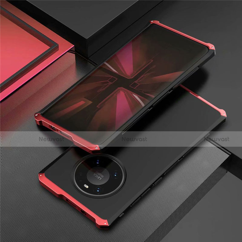 Luxury Aluminum Metal Cover Case T01 for Huawei Mate 40E Pro 4G Red and Black
