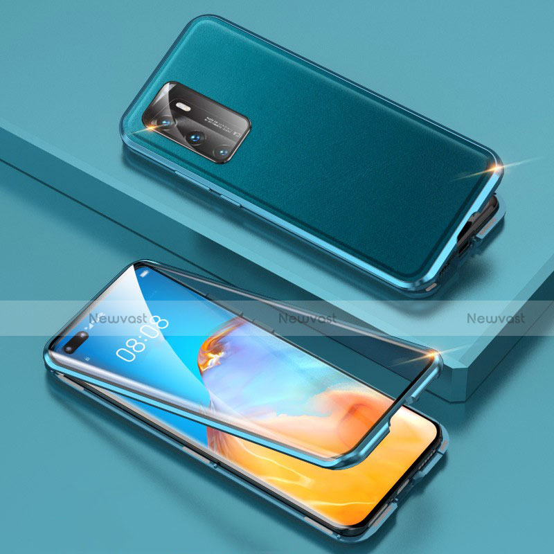 Luxury Aluminum Metal Cover Case T01 for Huawei P40 Cyan