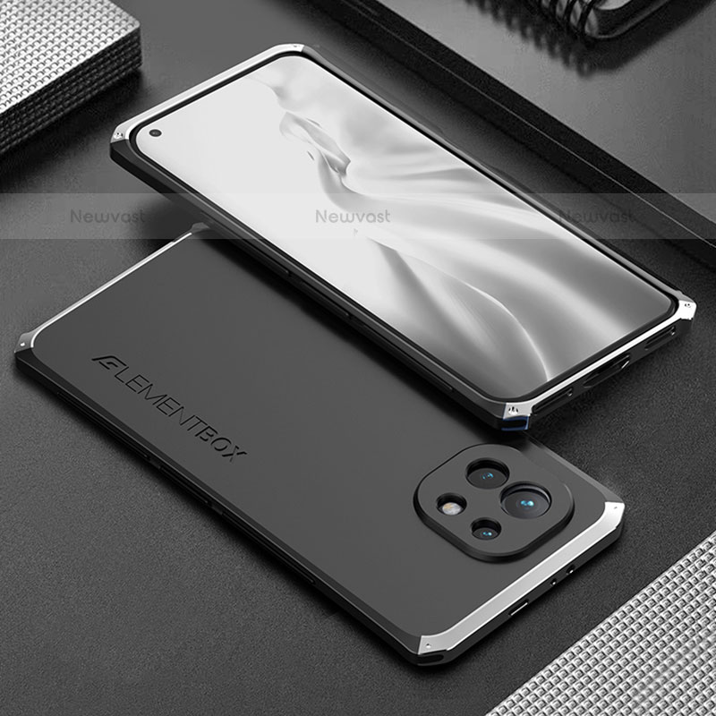 Luxury Aluminum Metal Cover Case T01 for Xiaomi Mi 11 5G Silver and Black