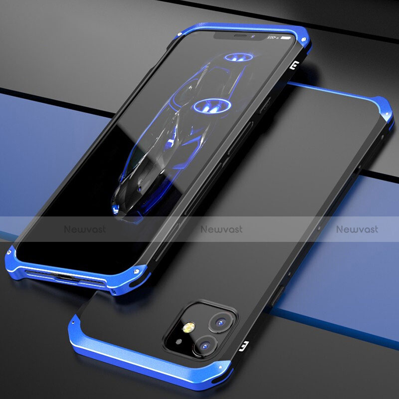 Luxury Aluminum Metal Cover Case T02 for Apple iPhone 11 Blue and Black