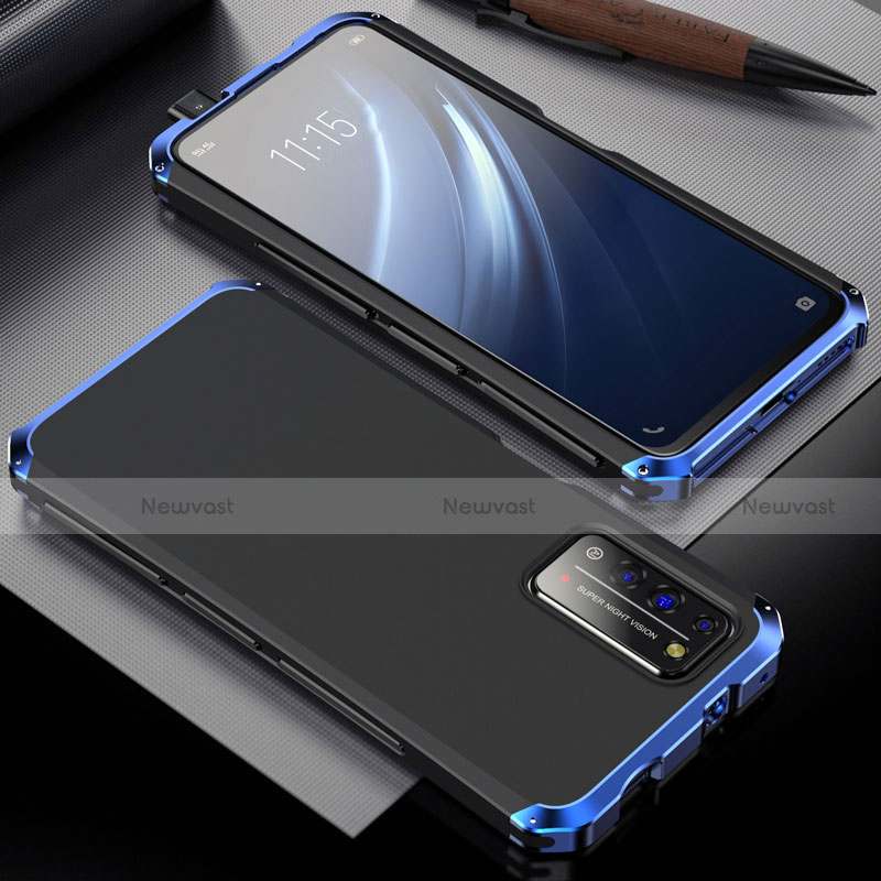 Luxury Aluminum Metal Cover Case T02 for Huawei Honor X10 5G Blue and Black