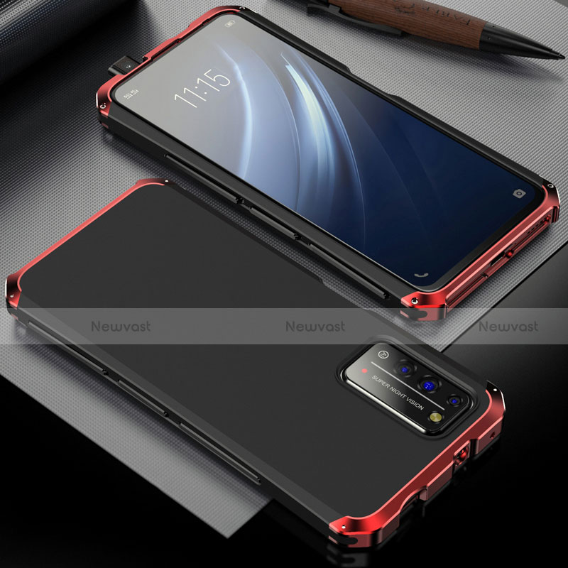 Luxury Aluminum Metal Cover Case T02 for Huawei Honor X10 5G Red and Black