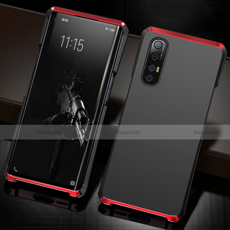 Luxury Aluminum Metal Cover Case T02 for Oppo Find X2 Neo Red and Black