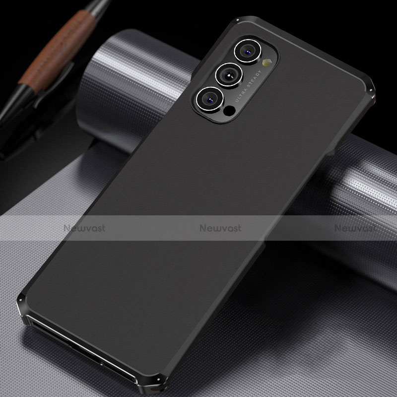 Luxury Aluminum Metal Cover Case T02 for Oppo Reno4 Pro 5G Black