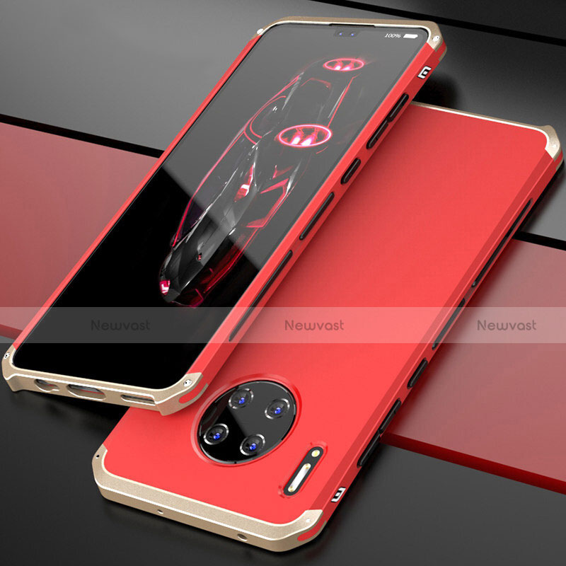 Luxury Aluminum Metal Cover Case T03 for Huawei Mate 30 5G Gold and Red