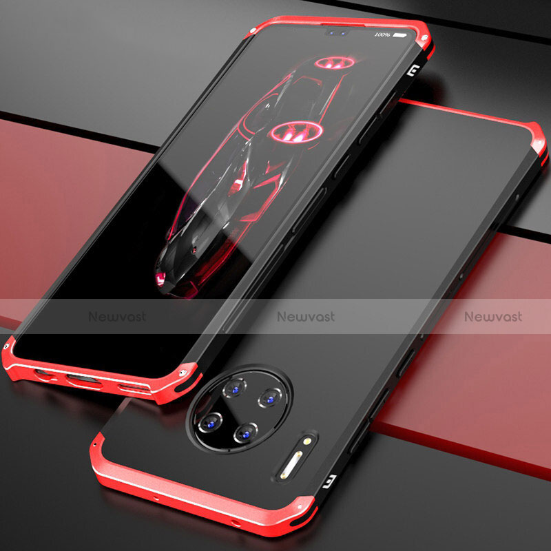 Luxury Aluminum Metal Cover Case T03 for Huawei Mate 30 Pro 5G Red and Black