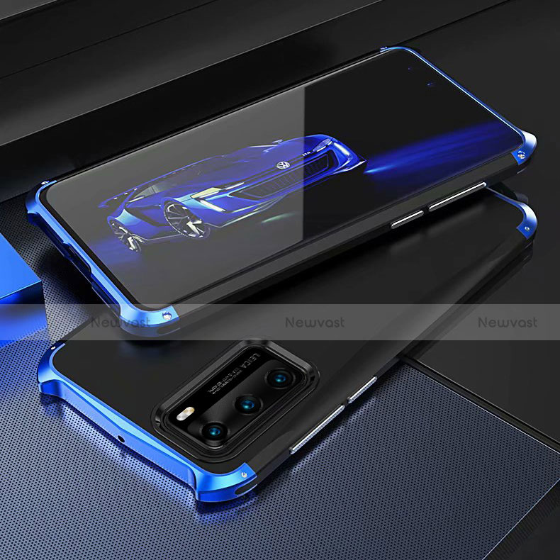 Luxury Aluminum Metal Cover Case T03 for Huawei P40 Blue