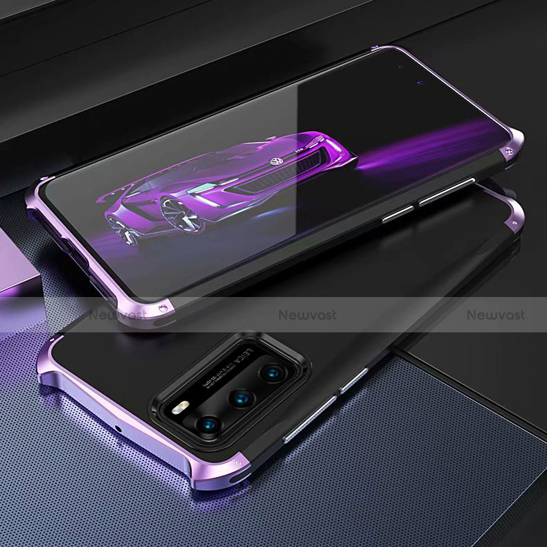 Luxury Aluminum Metal Cover Case T03 for Huawei P40 Purple