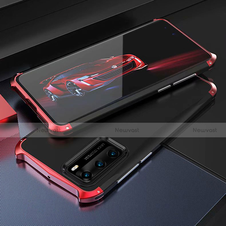 Luxury Aluminum Metal Cover Case T03 for Huawei P40 Red