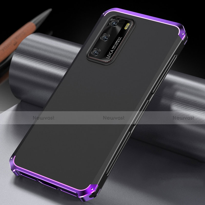 Luxury Aluminum Metal Cover Case T04 for Huawei P40 Purple and Blue