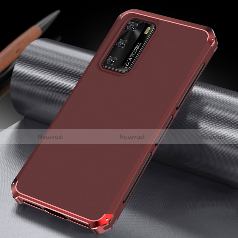Luxury Aluminum Metal Cover Case T04 for Huawei P40 Red