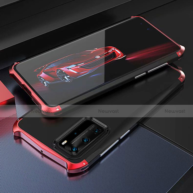 Luxury Aluminum Metal Cover Case T05 for Huawei P40 Pro Red