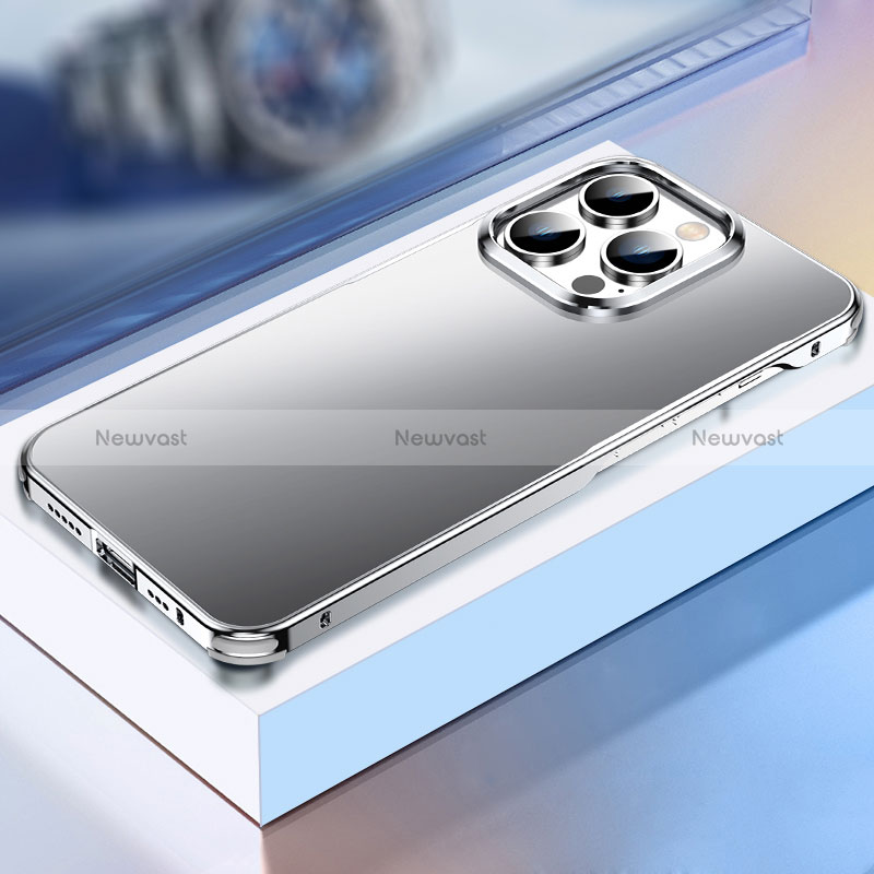 Luxury Aluminum Metal Cover Case TB1 for Apple iPhone 14 Pro Max Silver