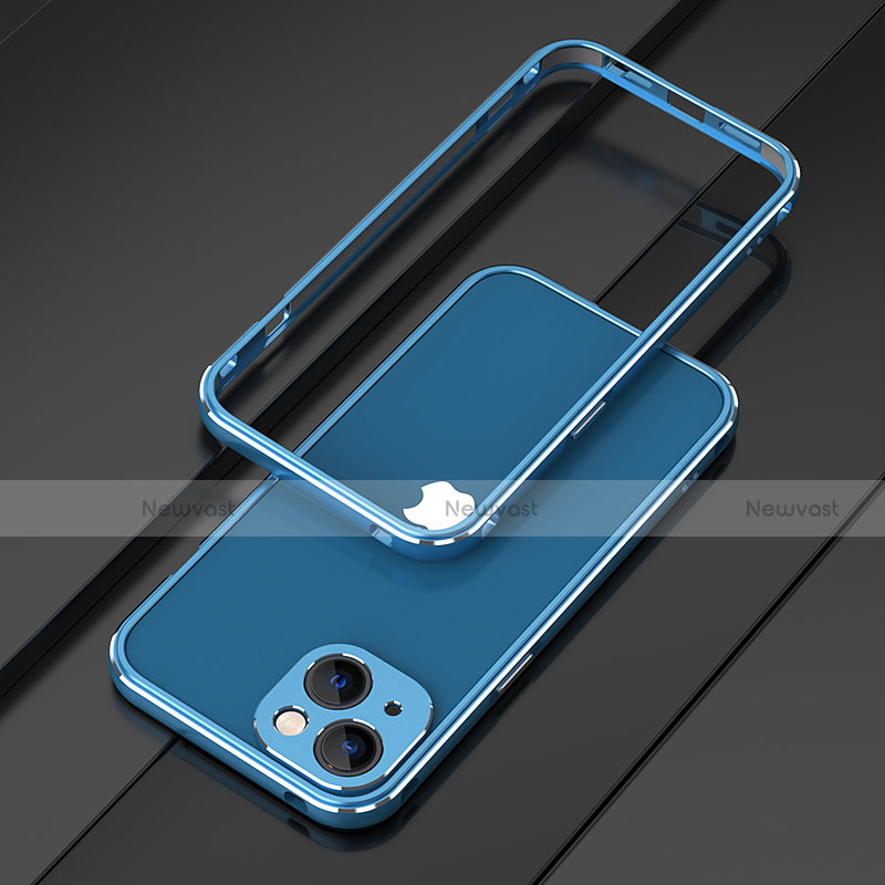 Luxury Aluminum Metal Frame Cover Case A01 for Apple iPhone 13 Blue