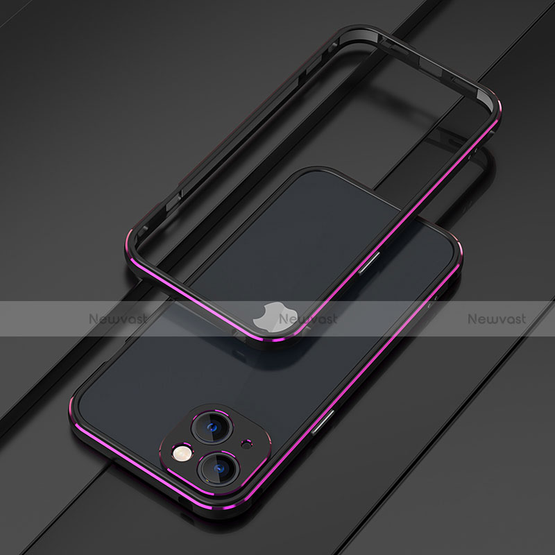 Luxury Aluminum Metal Frame Cover Case A01 for Apple iPhone 14 Purple