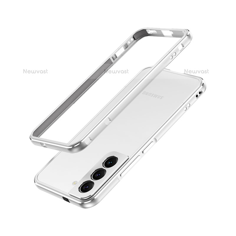 Luxury Aluminum Metal Frame Cover Case A01 for Samsung Galaxy S21 FE 5G Silver