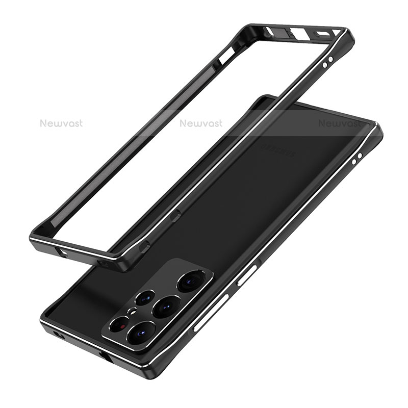 Luxury Aluminum Metal Frame Cover Case A01 for Samsung Galaxy S21 Ultra 5G Black