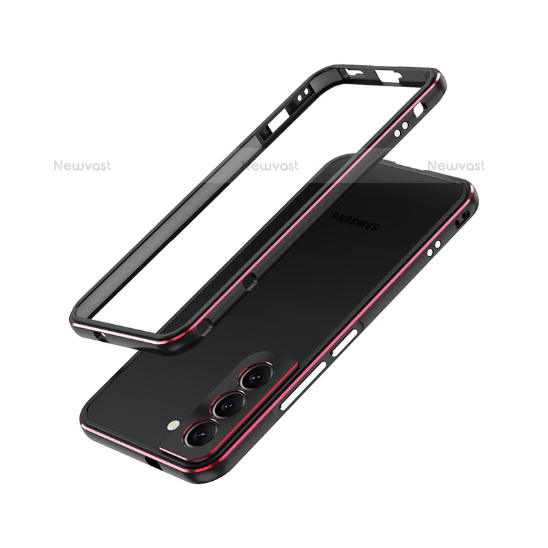 Luxury Aluminum Metal Frame Cover Case A01 for Samsung Galaxy S22 5G Red and Black