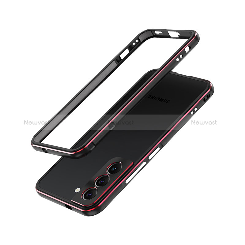 Luxury Aluminum Metal Frame Cover Case A01 for Samsung Galaxy S22 Plus 5G Red and Black
