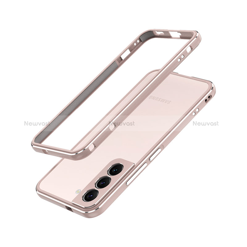 Luxury Aluminum Metal Frame Cover Case A01 for Samsung Galaxy S22 Plus 5G Rose Gold