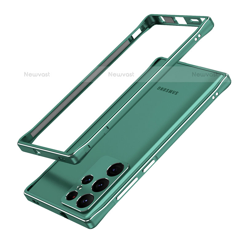 Luxury Aluminum Metal Frame Cover Case A01 for Samsung Galaxy S22 Ultra 5G Green