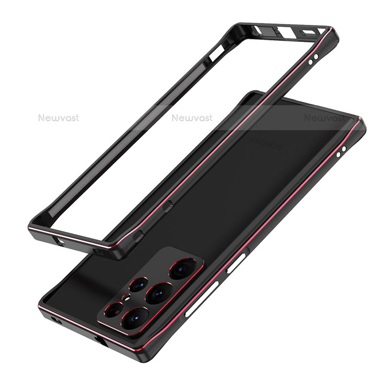 Luxury Aluminum Metal Frame Cover Case A01 for Samsung Galaxy S23 Ultra 5G Red and Black