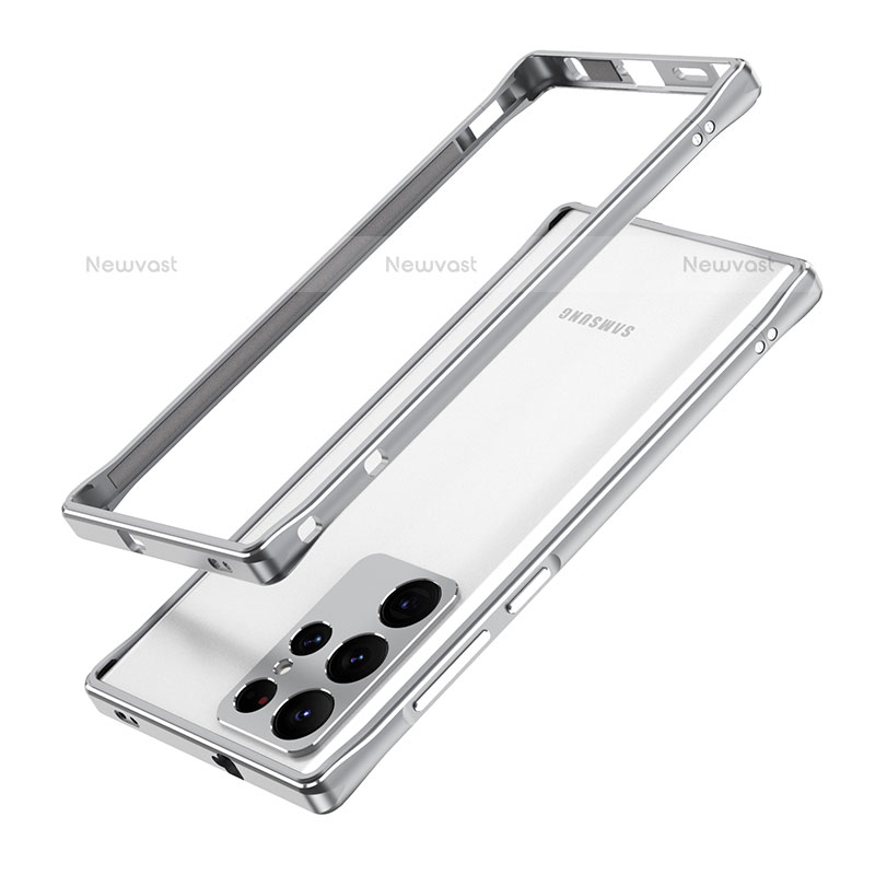 Luxury Aluminum Metal Frame Cover Case A01 for Samsung Galaxy S23 Ultra 5G Silver