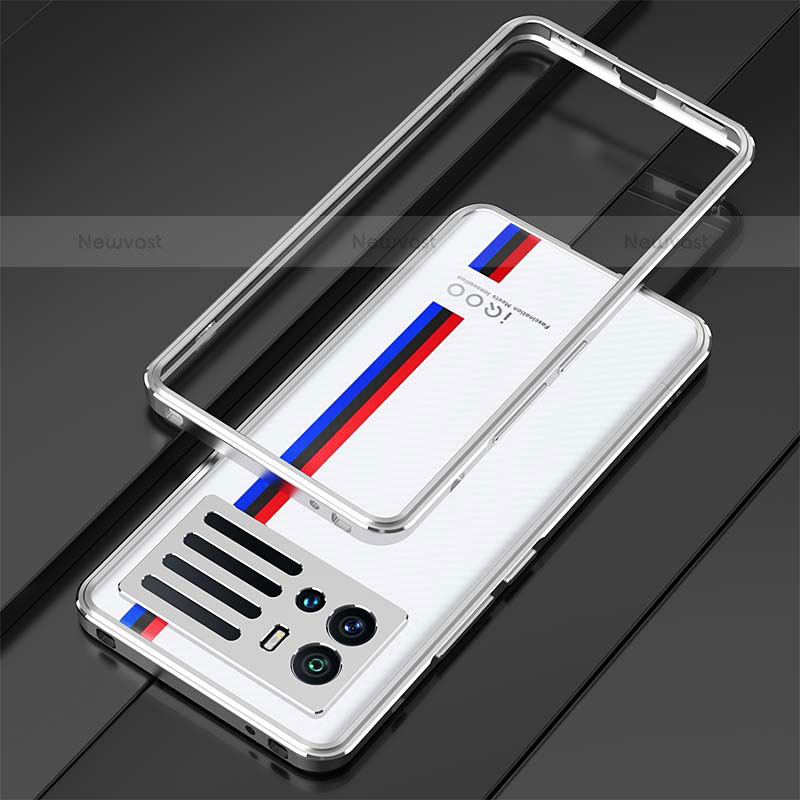 Luxury Aluminum Metal Frame Cover Case A01 for Vivo iQOO 9 Pro 5G Silver