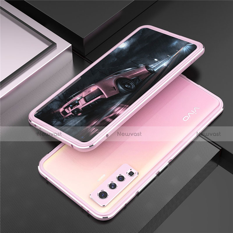 Luxury Aluminum Metal Frame Cover Case A01 for Vivo X50 5G Pink