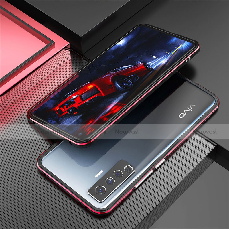 Luxury Aluminum Metal Frame Cover Case A01 for Vivo X50 5G Red and Black