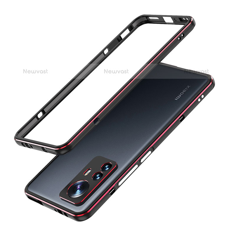 Luxury Aluminum Metal Frame Cover Case A01 for Xiaomi Mi 12 Pro 5G Red and Black