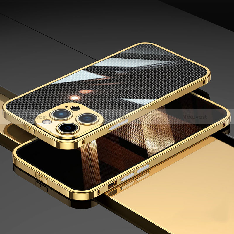 Luxury Aluminum Metal Frame Cover Case A02 for Apple iPhone 14 Pro Gold