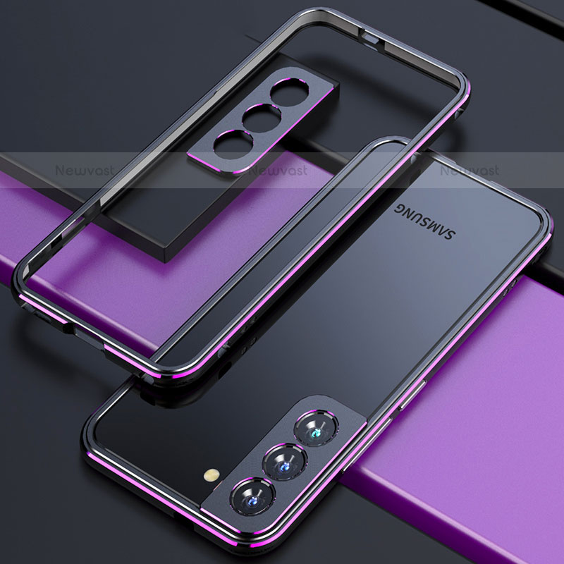 Luxury Aluminum Metal Frame Cover Case A02 for Samsung Galaxy S21 5G Purple