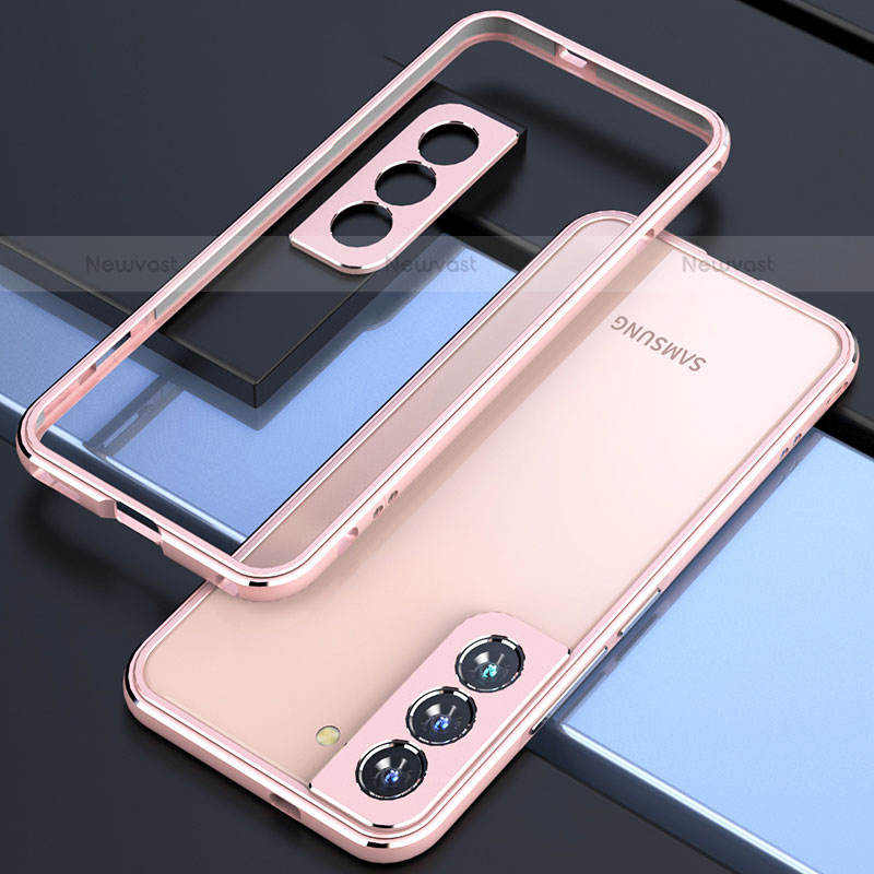Luxury Aluminum Metal Frame Cover Case A02 for Samsung Galaxy S22 5G Rose Gold