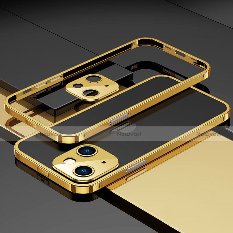 Luxury Aluminum Metal Frame Cover Case A03 for Apple iPhone 14 Gold
