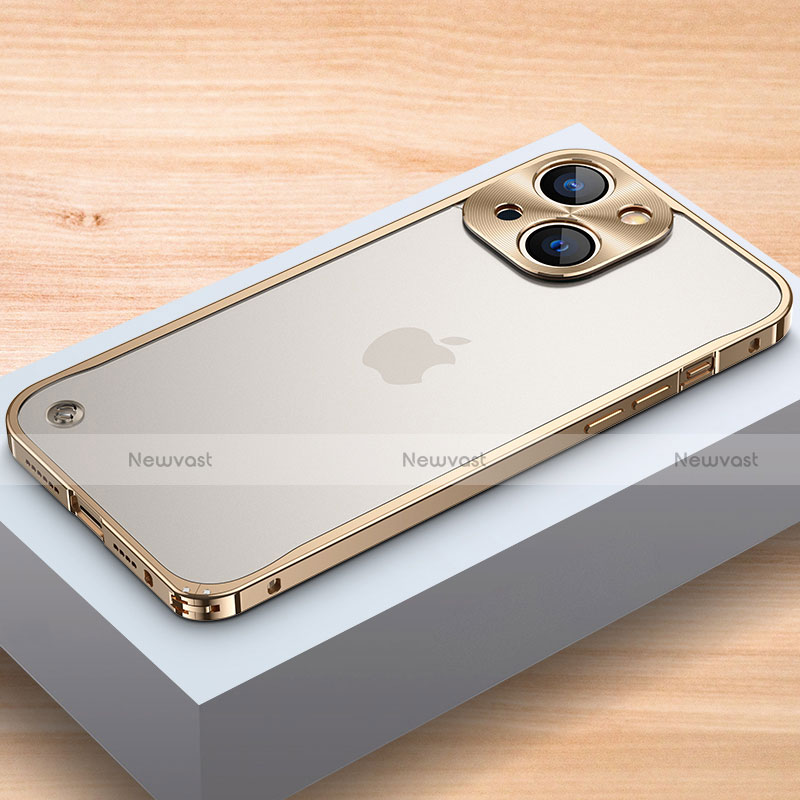 Luxury Aluminum Metal Frame Cover Case A04 for Apple iPhone 14 Gold