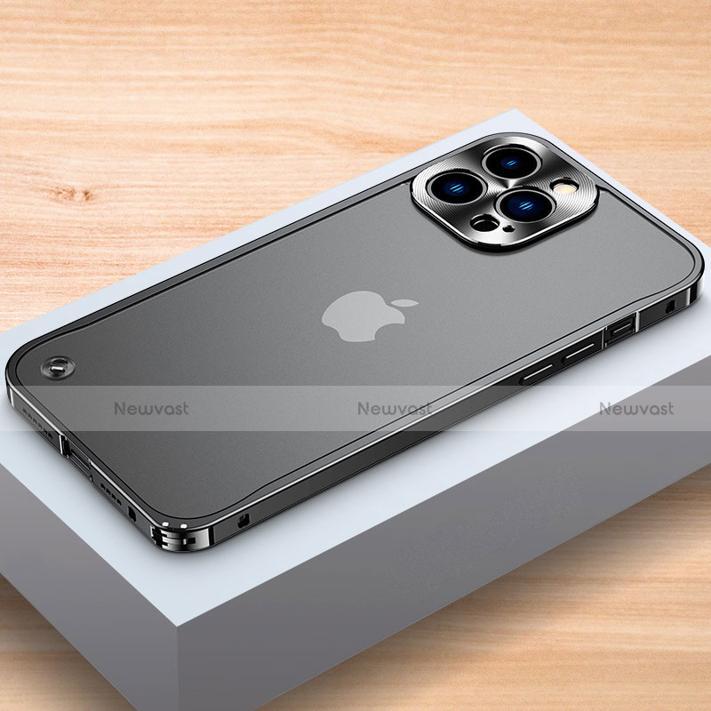 Luxury Aluminum Metal Frame Cover Case A04 for Apple iPhone 14 Pro Black