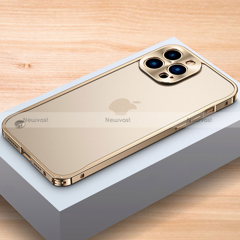 Luxury Aluminum Metal Frame Cover Case A04 for Apple iPhone 15 Pro Gold