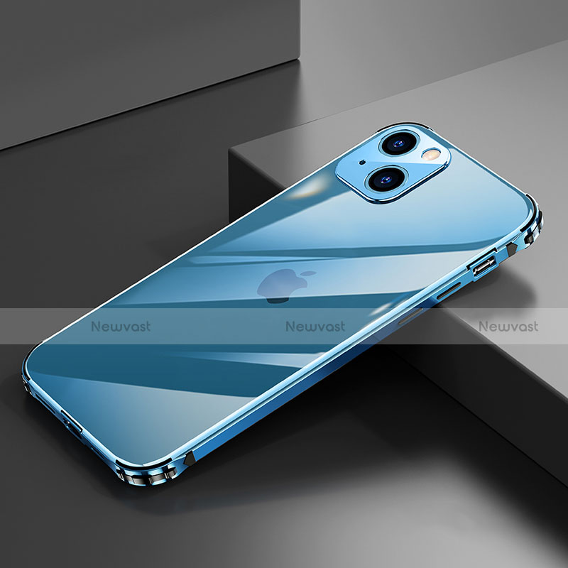 Luxury Aluminum Metal Frame Cover Case A06 for Apple iPhone 13 Blue