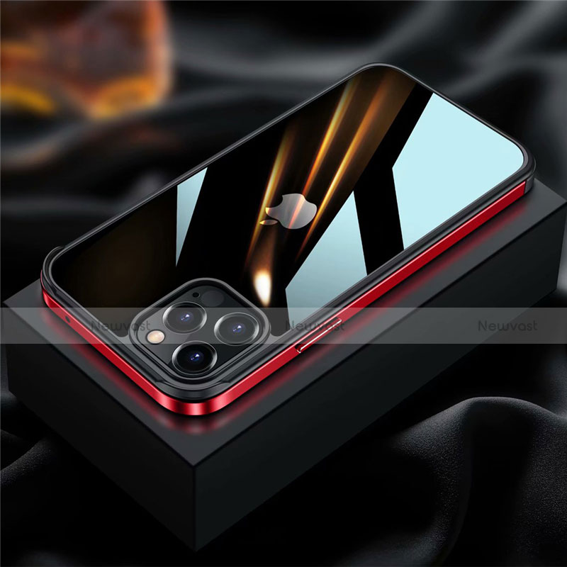 Luxury Aluminum Metal Frame Cover Case for Apple iPhone 12 Pro Max Red