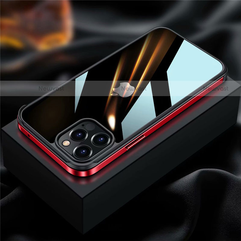 Luxury Aluminum Metal Frame Cover Case for Apple iPhone 12 Pro Red