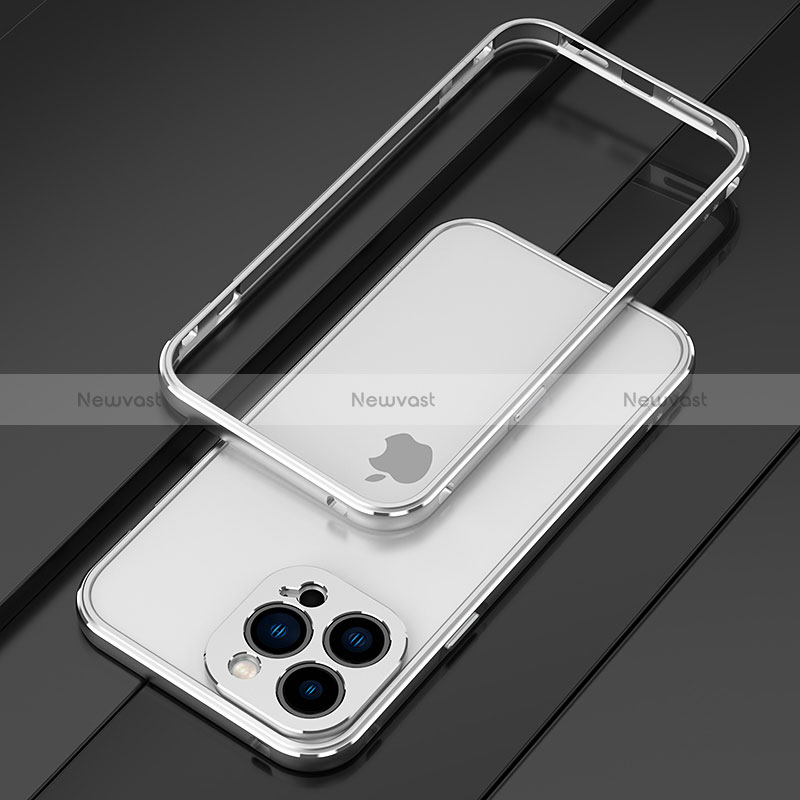 Luxury Aluminum Metal Frame Cover Case for Apple iPhone 14 Pro Max Silver