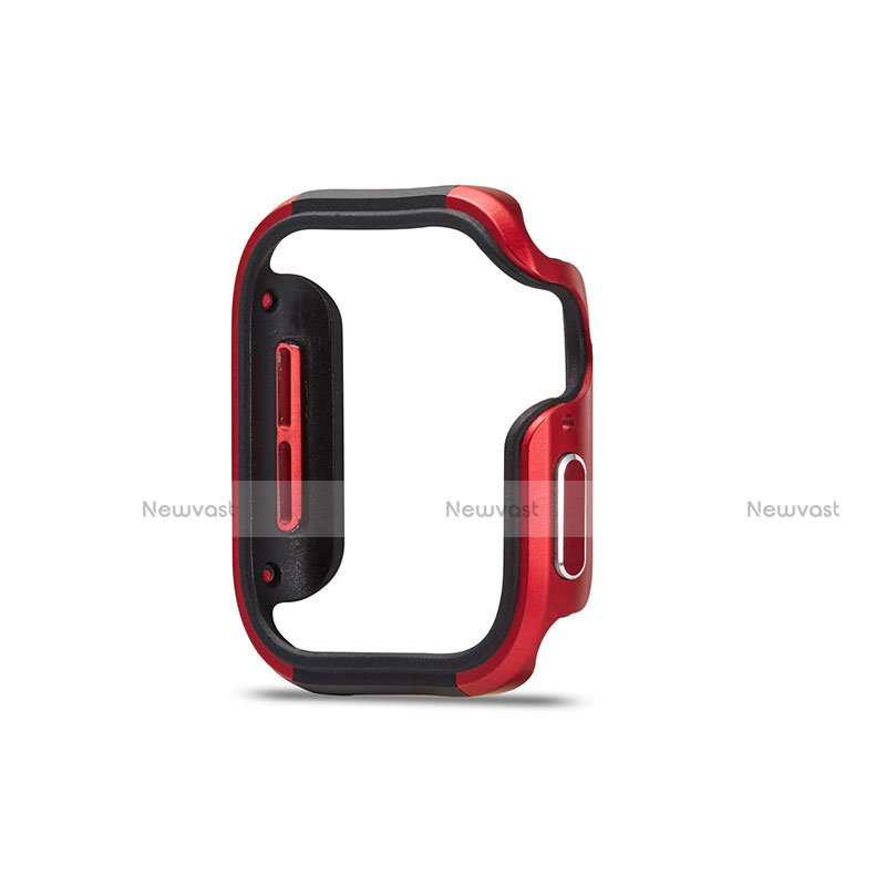 Luxury Aluminum Metal Frame Cover Case for Apple iWatch 5 44mm Red and Black