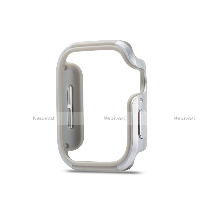 Luxury Aluminum Metal Frame Cover Case for Apple iWatch 5 44mm Silver