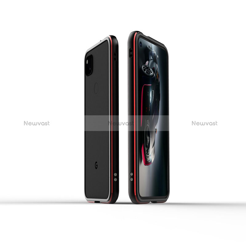 Luxury Aluminum Metal Frame Cover Case for Google Pixel 4a Red and Black