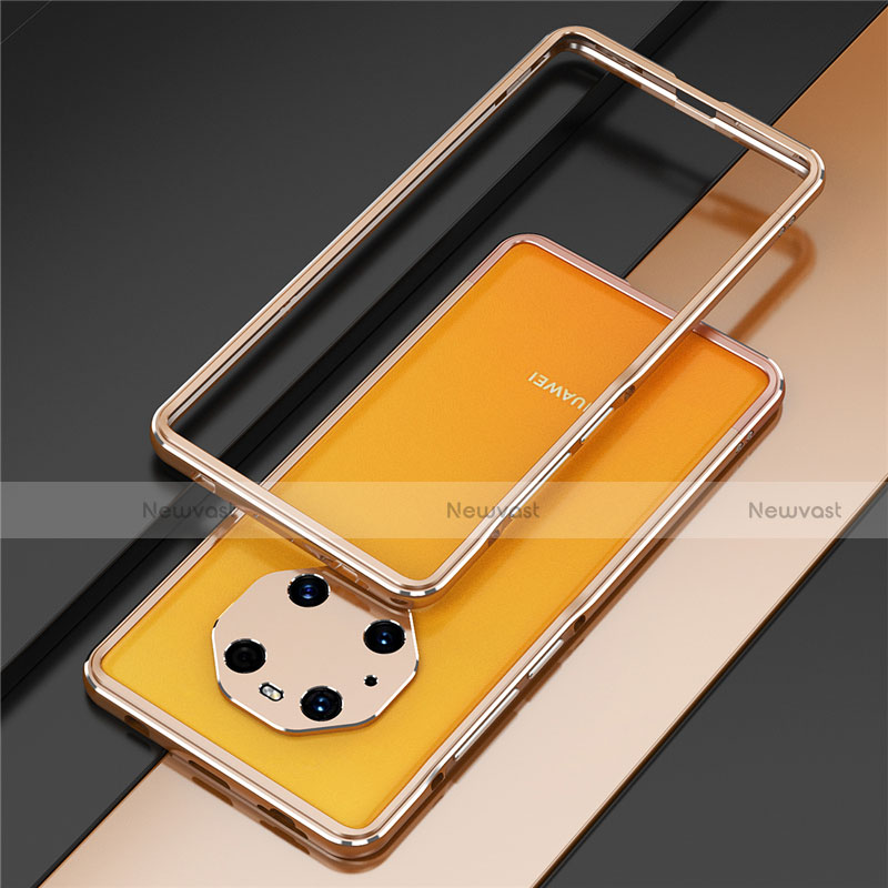 Luxury Aluminum Metal Frame Cover Case for Huawei Mate 40E Pro 5G Gold